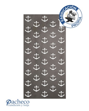 Panel decorativo de hierro diseño anclas caladas para fachadas, terrazas y barandillas exteriores