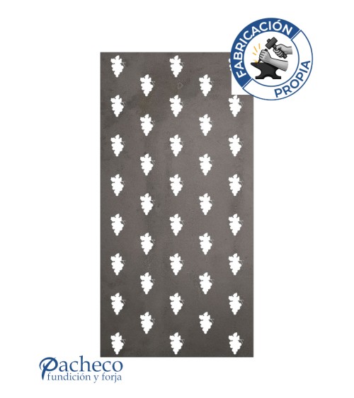 Panel de hierro calado diseño racimos repetidos para cerramientos exteriores y divisiones decorativas