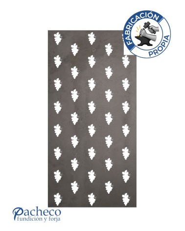 Panel de hierro calado diseño racimos repetidos para cerramientos exteriores y divisiones decorativas