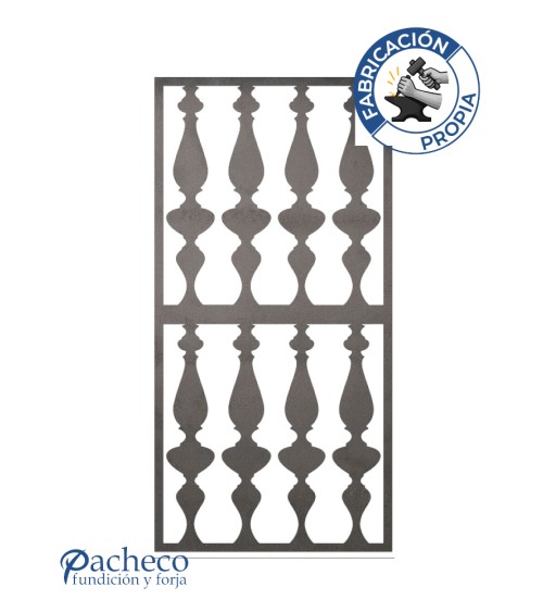 Panel decorativo de hierro con balaustres verticales para barandillas y cerramientos exteriores
