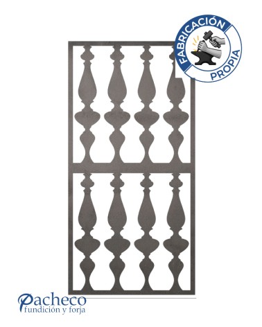 Panel decorativo de hierro con balaustres verticales para barandillas y cerramientos exteriores