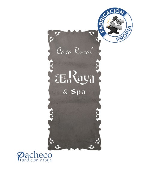 Placa de hierro contorno ornamental calada para señalética personalizada Placa de hierro contorno ornamental calada para señalética personalizada