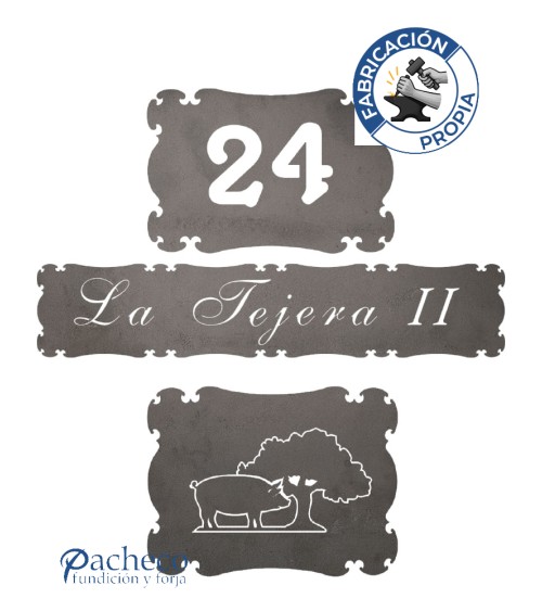 Placa de hierro contorno clásico curvo para decoración de entradas y rótulos personalizados