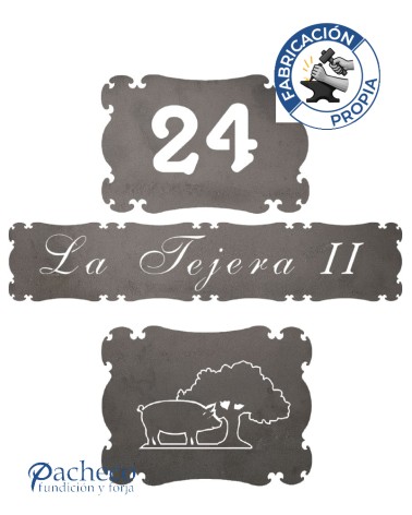 Placa de hierro contorno clásico curvo para decoración de entradas y rótulos personalizados