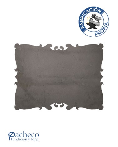 Placa de hierro contorno elegante con volutas para señalética personalizada de negocios y portales