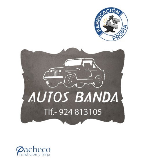 Placa de hierro contorno barroco para decoración exterior y señalización personalizada