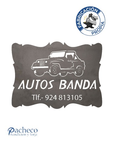 Placa de hierro contorno barroco para decoración exterior y señalización personalizada