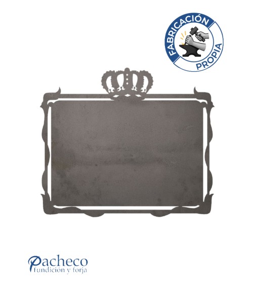 Placa de hierro contorno coronado con calado para señalética exclusiva y decoración de fachadas
