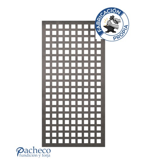 Celosía de hierro patrón cuadrados para cerramientos modernos en viviendas unifamiliares