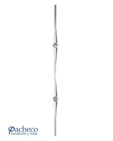 Balaustre Forjado Doble Lágrima Macolla Central Cuadrado 14 mm