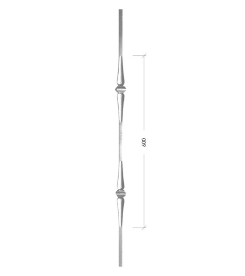 Balaustre Forjado Doble Lágrima Macolla Central Cuadrado 14 mm