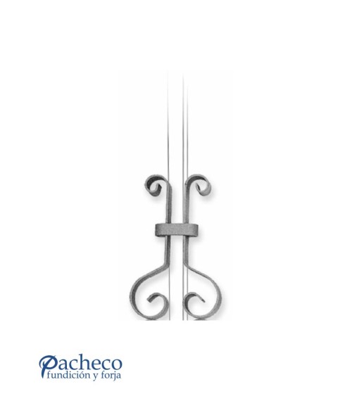 Pieza Central de Hierro Forjado Doble Pletina 16x3-20x3 mm