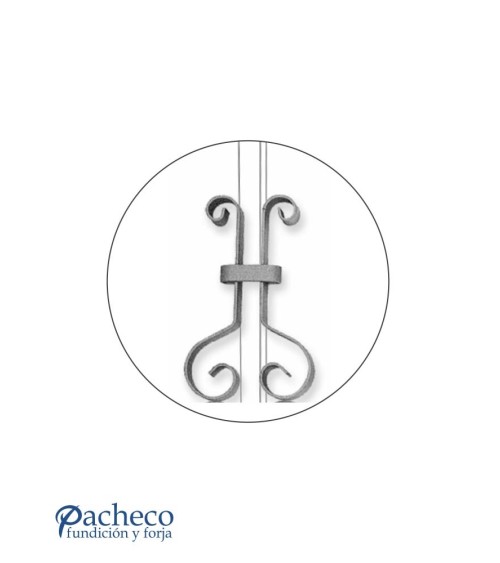 Pieza Central de Hierro Forjado Doble Pletina 16x3-20x3 mm