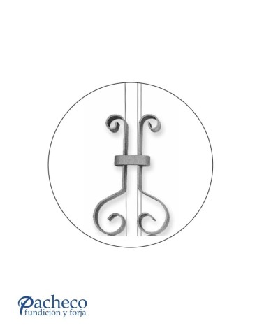 Pieza Central de Hierro Forjado Doble Pletina 16x3-20x3 mm