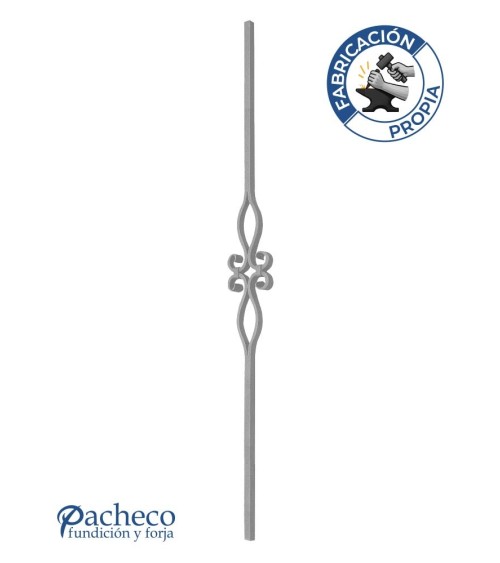 Balaustre Forjado Doble Volutas Óvalo Central Cuadrado 16 mm