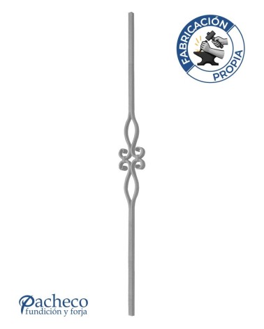 Balaustre Forjado Doble Volutas Óvalo Central Cuadrado 16 mm