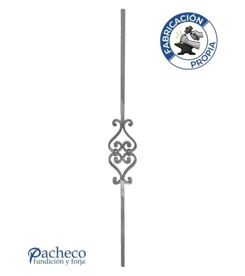 Balaustre Forjado Doble Corazón Volutas Cuadrado 14-16 mm