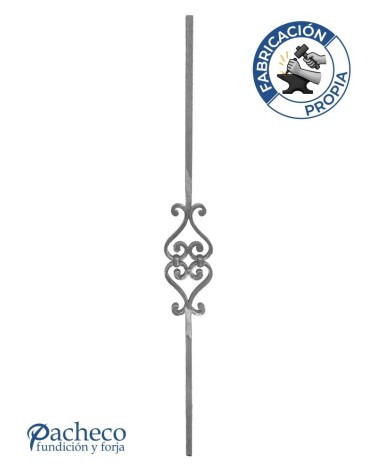 Balaustre Forjado Doble Corazón Volutas Cuadrado 14-16 mm