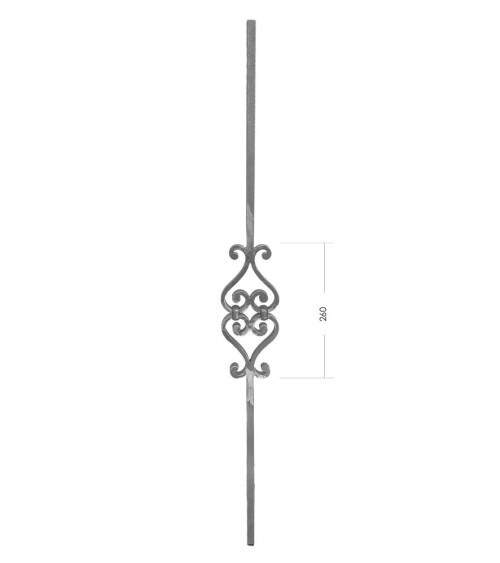 Balaustre Forjado Doble Corazón Volutas Cuadrado 14-16 mm