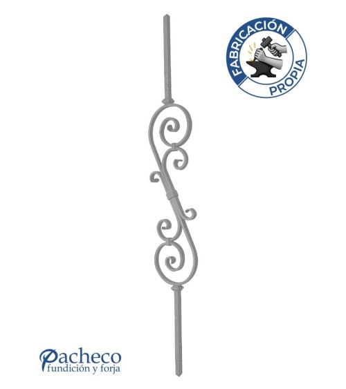 Balaustre Forjado Ese y Dos Ces Centrales Cuadrado 16 mm