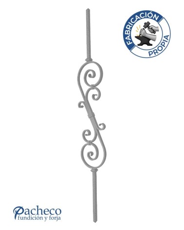 Balaustre Forjado Ese y Dos Ces Centrales Cuadrado 16 mm