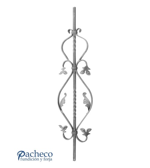 Balaustre Forjado Entorchado Ces y Hojas forja Cuadrado 14 mm