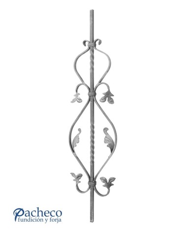 Balaustre Forjado Entorchado Ces y Hojas forja Cuadrado 14 mm