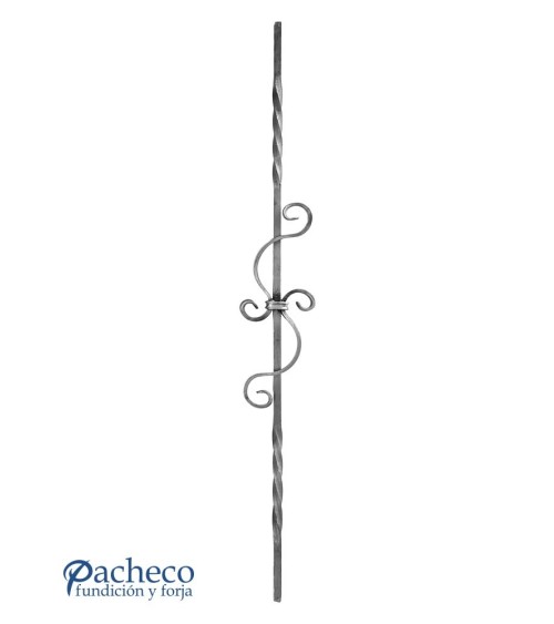 Balaustre Forjado Entorchado Eses Centrales Cuadrado 12 mm