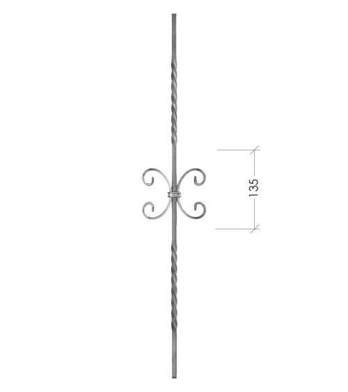 Balaustre Forjado Entorchado Dos Ces Centrales Cuadrado 12 mm