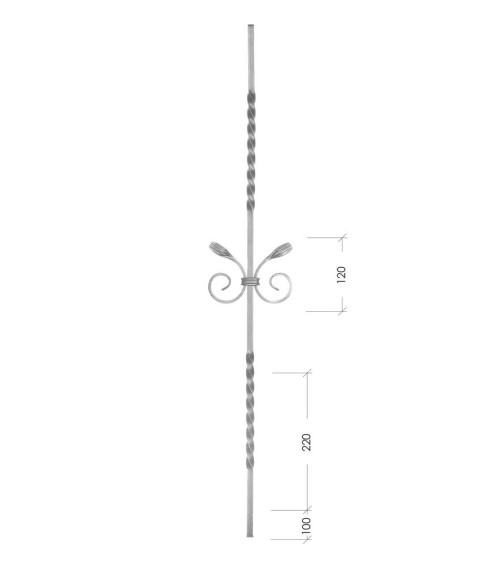 Balaustre Forjado Entorchado Ces con Cola Pez Cuadrado 12 mm