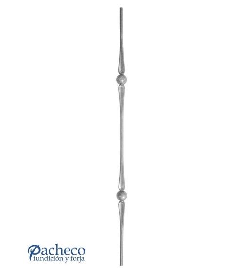 Balaustre Forjado Doble Lágrima Doble Bola Central Redondo 14 mm