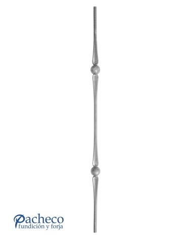 Balaustre Forjado Doble Lágrima Doble Bola Central Redondo 14 mm