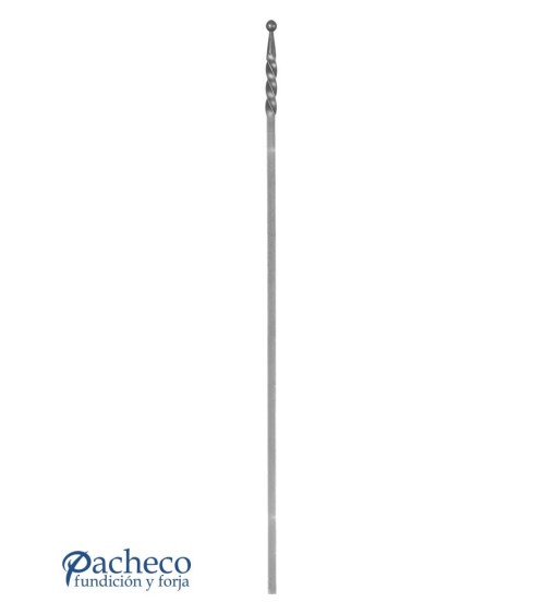 Balaustre Lanza de Forja Bola Extremo Entrochado Cuadrado 16 mm