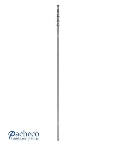 Balaustre Lanza de Forja Bola Extremo Entrochado Cuadrado 16 mm