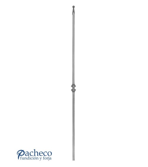 Balaustre Lanza de Forja Bola Doble Anillo Cuadrado 16 mm