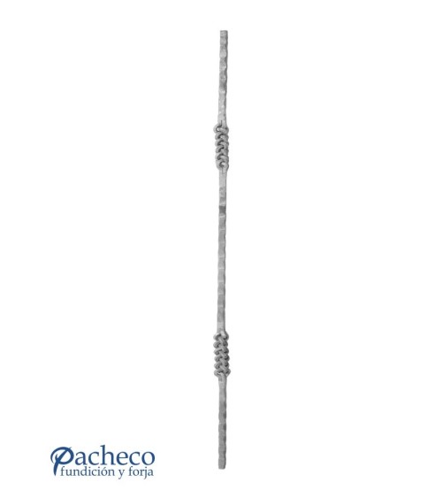 Balaustre Forjado Doble Espiga Central Cuadrado 12 mm