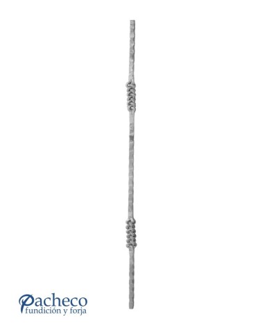 Balaustre Forjado Doble Espiga Central Cuadrado 12 mm