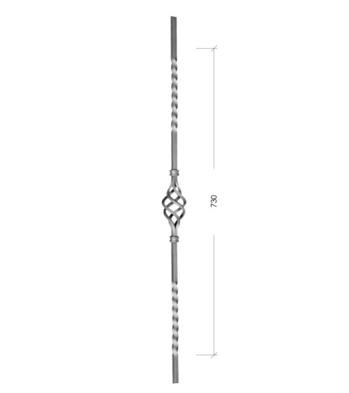 Balaustre Forjado Entorchado Piña Central Cuadrado 14-16 mm