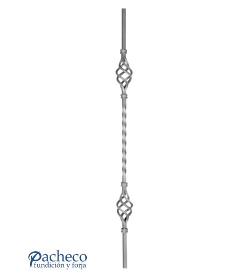 Balaustre Forjado Entorchado Doble Piña Cuadrado 14-16 mm