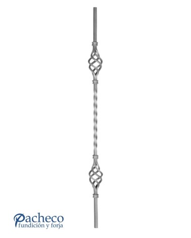 Balaustre Forjado Entorchado Doble Piña Cuadrado 14-16 mm