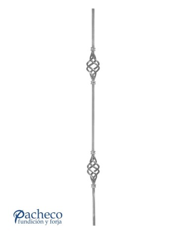 Balaustre Forjado Liso Doble Piña Central Cuadrado 14-16 mm