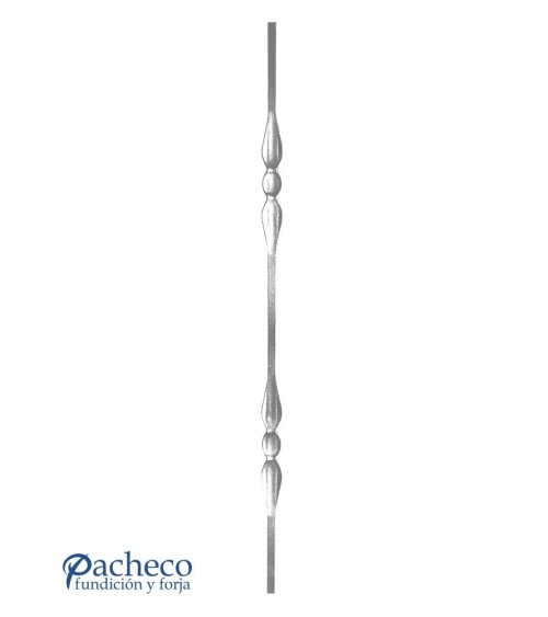 Balaustre Forjado Doble Lágrima Cuadrado 14 mm