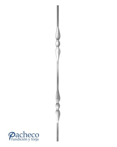 Balaustre Forjado Doble Lágrima Cuadrado 14 mm