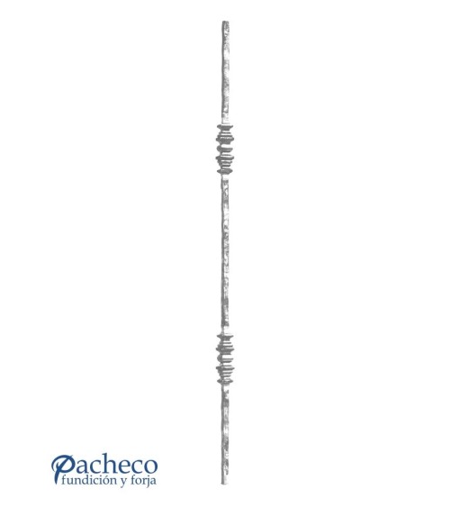 Balaustre Forjado Martillado Doble Macolla Cuadrado 14 mm