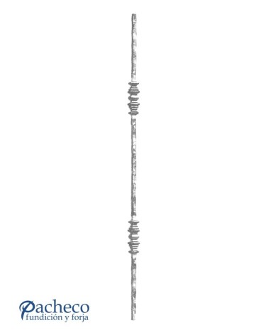 Balaustre Forjado Martillado Doble Macolla Cuadrado 14 mm