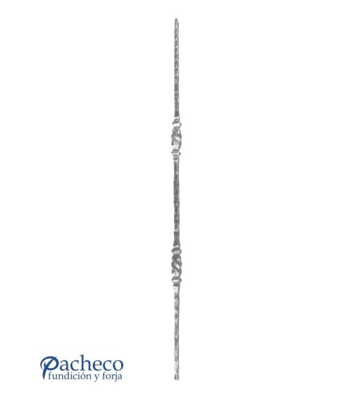 Balaustre Forjado Martillado Doble Rizo Central Cuadrado 14 mm