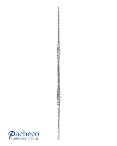 Balaustre Forjado Martillado Doble Rizo Central Cuadrado 14 mm