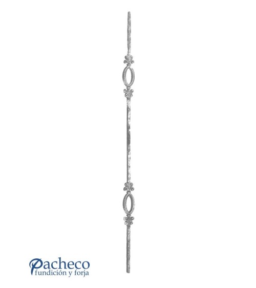 Balaustre Forjado Martillado Aros Centrales Cuadrado 14 mm