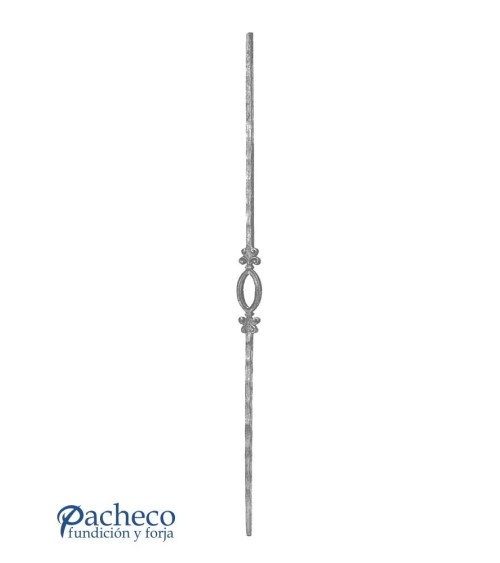 Balaustre Forjado Martillado Aro Central Cuadrado 14 mm