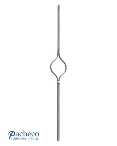 Balaustre Forjado Óvalo Doble Central Cuadrado 12 mm